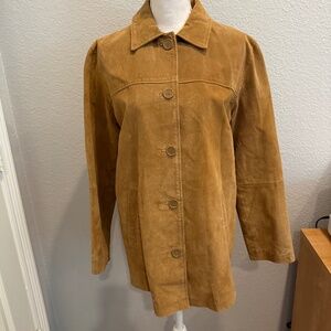 Size Small Moda International Tan Suede Lined Button-Up Jacket
